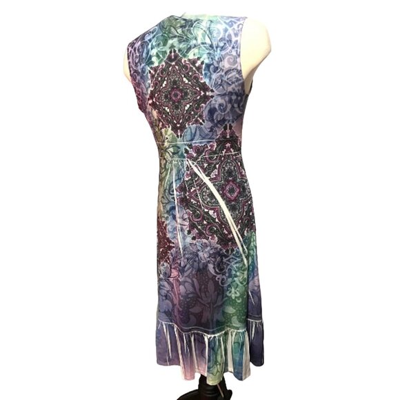 Closet Full Tribal Maxi Dress Sz Small Soft Sleeveless Slinky Knee Length Dress - Picture 7 of 11